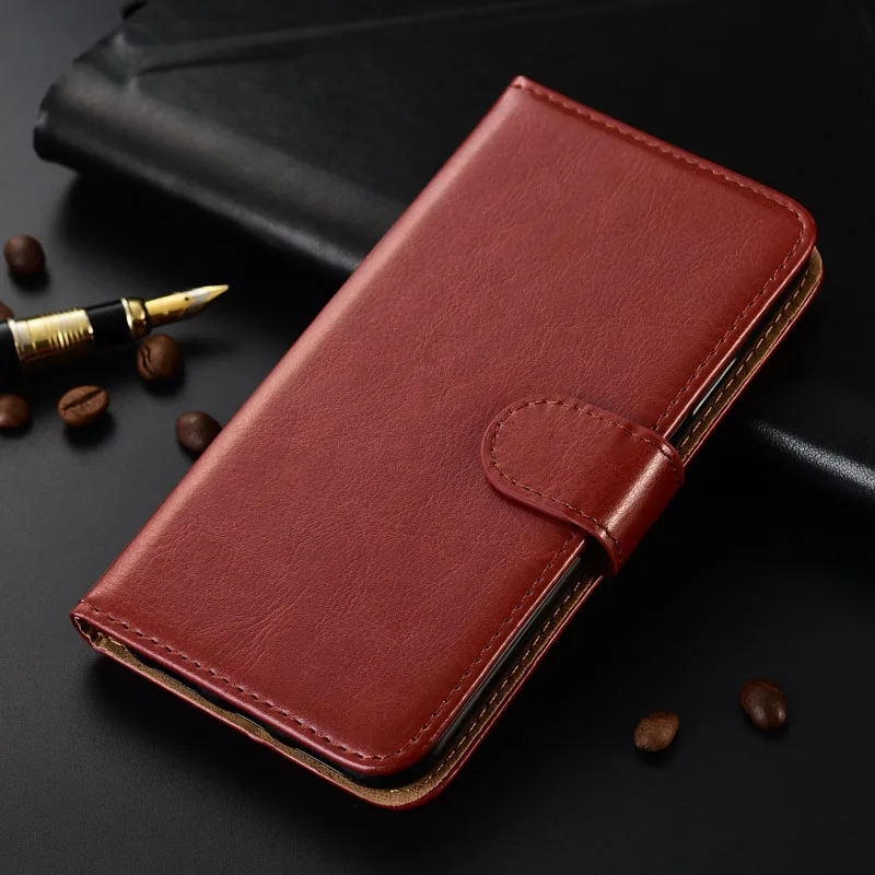 Для Digma LINX Pay 4G подставка для крышки корпуса Кожаный чехол-бумажник с карманом для карт - Цвет: Redbrown
