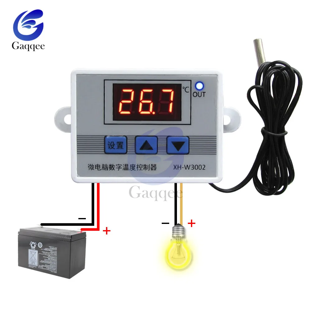 

XH-W3002 12V 24V 110V 220V LED Digital Temperature Controller Regulator Thermostat Thermoregulator Sensor Meter Heating Cooling