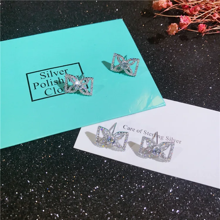

All Matching Fashion Sparkling Zircon Decorative Women Stud Earrings Real 925 Sterling Silver Trendy Designer Earrings for Girls