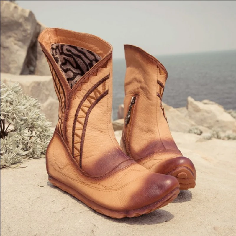 

National trend unique alice head women shoes handmade genuine leather boots vintage first layer of cowhide boots women boots