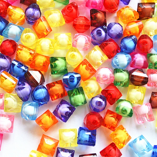 200pcs 7*8mm multicolor plastic square beads in beads free shippingin
