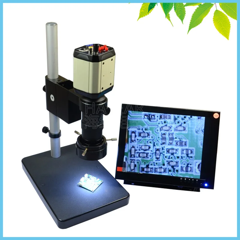

LCD Monitor 2MP VGA AV Industrial Cross Line Camera Monocular Video Microscope Digital Eyepiece + Ring Light + 100X Lens + Mount