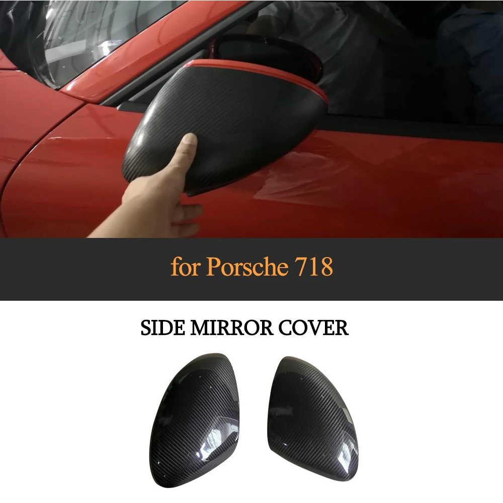  Carbon Fiber Car Rear View Mirror Cover Cap for Porsche 718 Boxster Cayman 2 Door Convertible Hatch