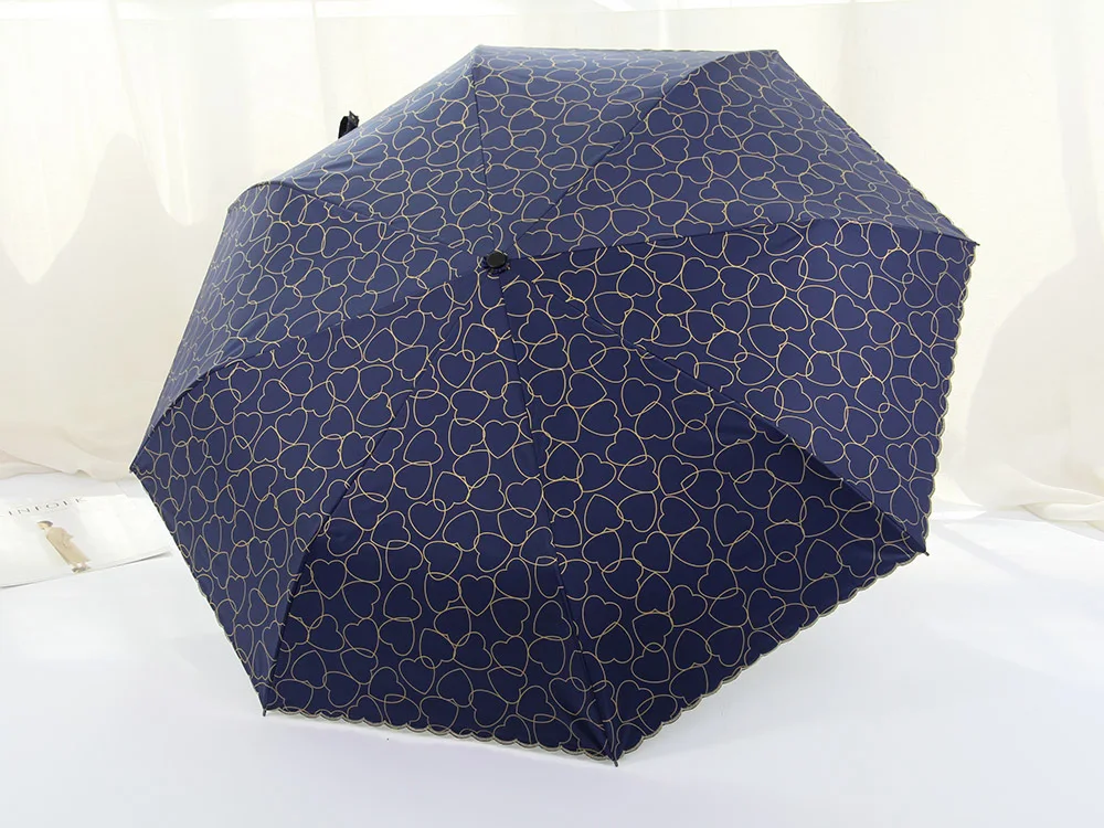 Полностью автоматический зонт от дождя Love Heart для женщин, портативный Зонт с черным покрытием и УФ-защитой, высококачественный Зонт с деревянной ручкой