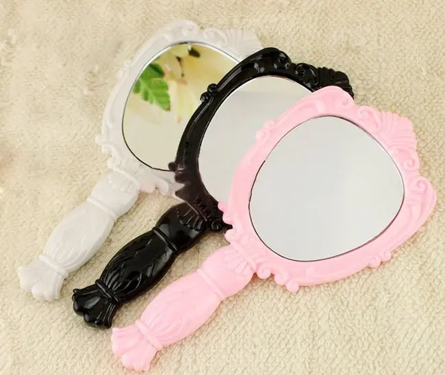 Винтаж косметическое зеркало Пластик зеркало для макияжа милая девушка рука Make Up черный, белый, розовый 3 вида цветов# M288