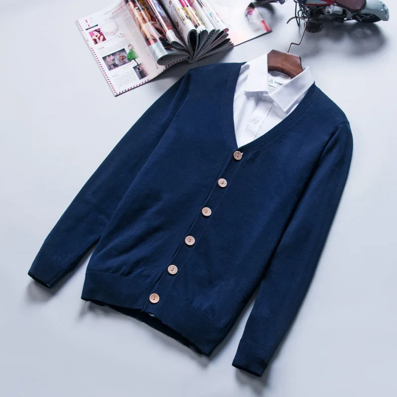 Men's Loose Casual Long Sleeve Elastic Knit Cardigan Flat