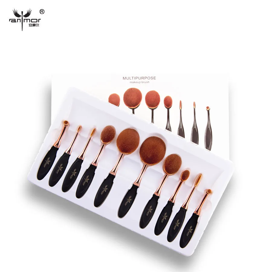 5 /10 PCS Per Set Tooth Brush Shape Oval Makeup Brush Set MULTIPURPOSE Makeup Brushes Professional Foundation Powder Brush Kits
