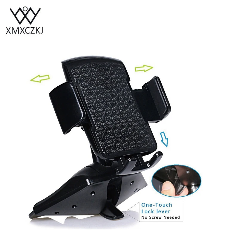  XMXCZKJ Universal 360 Degrees Car Cd Slot Holder ABS Mount Phone Holder Stand For Mobile Phone Ipho