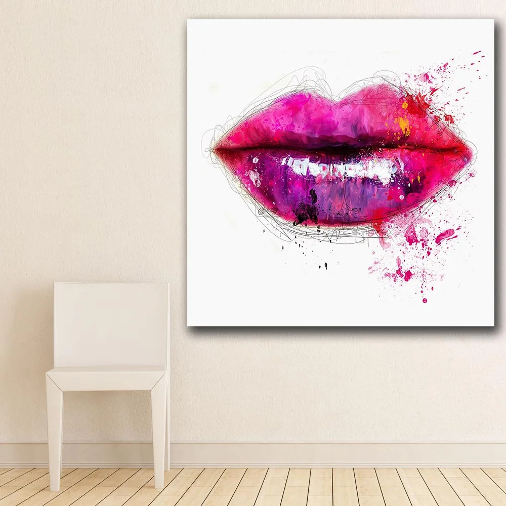 реалистичные губы. картина в стиле поп-арт губы. губы акрилом. картина губы. акрил губы.