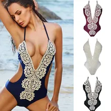 Бикини, сексуальный женский цельный кружевной сексуальный купальник с v-образным вырезом, купальник бикини, пляжная одежда, купальник для женщин, Бразильское бикини Mujer