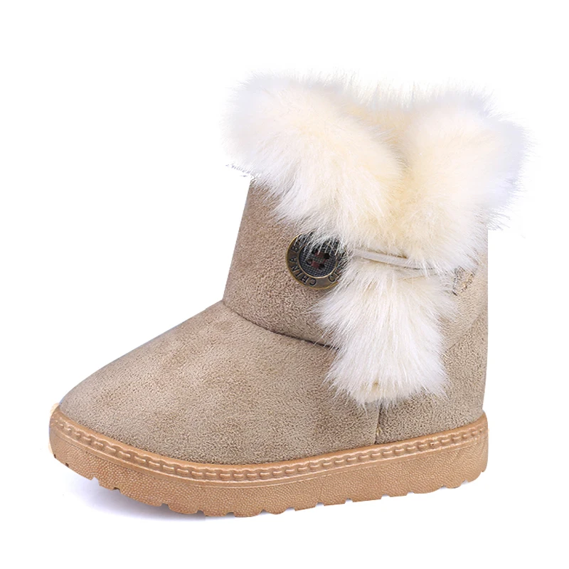 New Girls Boots Winter Kids Snow Boots Suede Buckle Fur Plush Children Winter Warm Shoes Boys