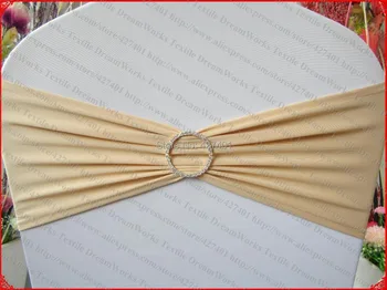 

Champagne Single Layer Spandex/Lycra/Expand Band/Cover With One Row Round Diamond Buckle&Pin For Wedding Party Decorations