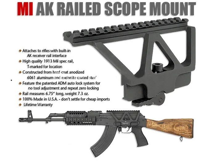 ArmyTac Quick Detach AK Gun Rail Scope Mount Base Picatinny боковая рейка для AK 47 AK 74 черный загар