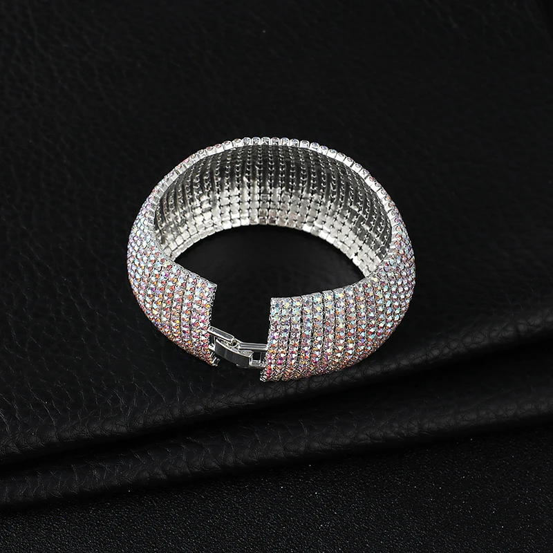 Кристальные свадебные браслеты для женщин, разноцветные стразы, 11 рядов, женский браслет,, свадебные ювелирные изделия на выпускной, рождественский подарок, B269 - Окраска металла: Silver