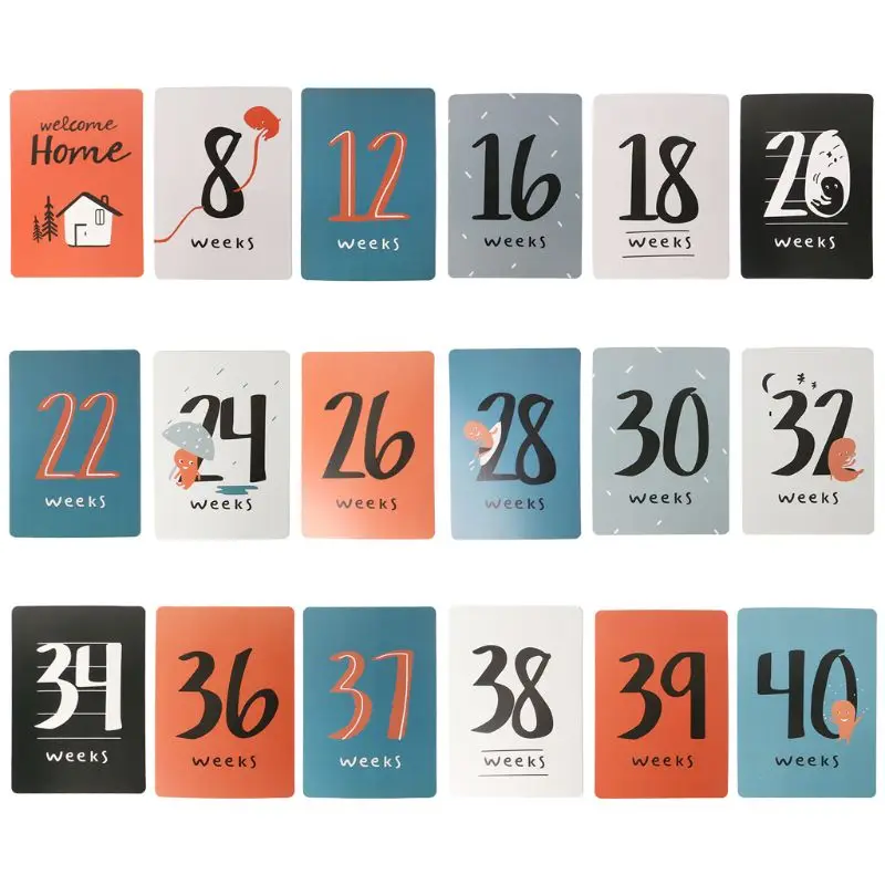 

18 Pcs/Set Month Card Pregnant Woman Photography Photo Cards Cartoon Baby Month Sticker Newborn Photo Prop