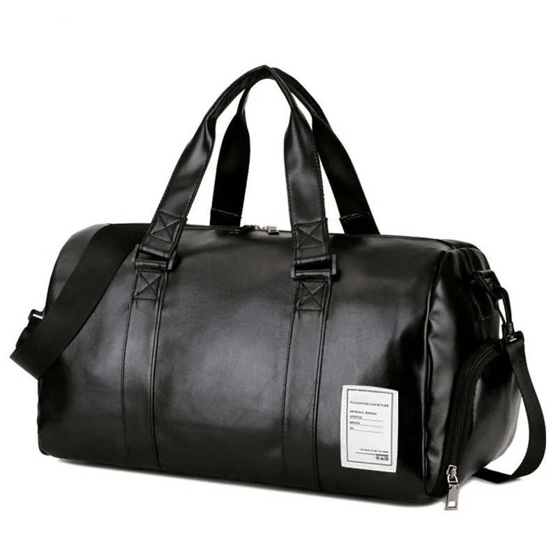 

Gym Bag Leather Sports Bags Big MenTraining for Shoes Lady Fitness Yoga Travel Luggage Shoulder Black