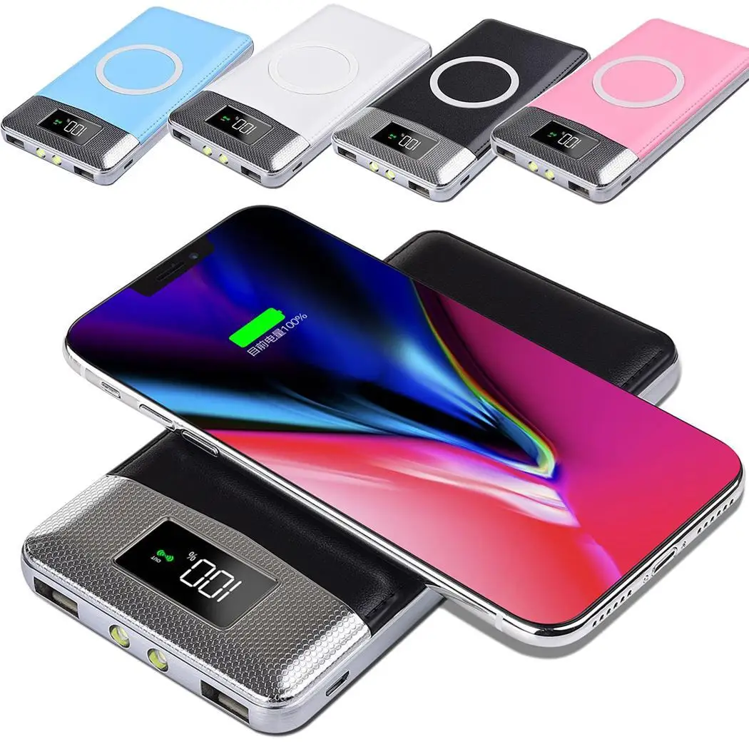 10000mAh Wireless Charger Powerbank Two USB Output Ports LED Display Digital Portable Battery Power Bank For Xiaomi iphone 10000mAh Wireless Charger Powerbank Two USB Output Ports LED Display Digital Portable Battery Power Bank For Xiaomi iphone
