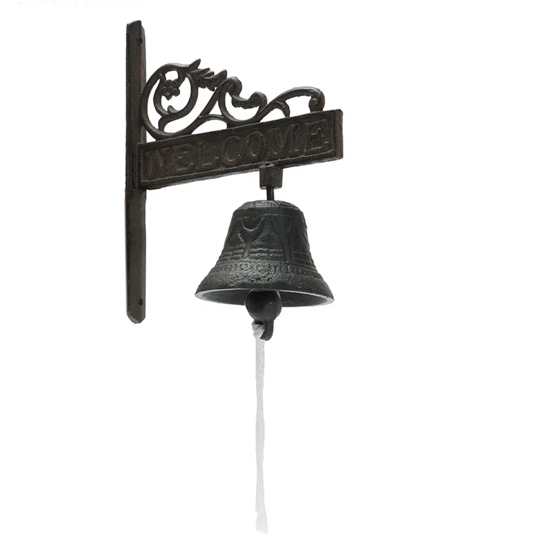 Скандинавский стиль винтажный коричневый металлический Железный дверной звонок настенный приветственный литой беспроводной дверной звонок крыльцо украшение сада
