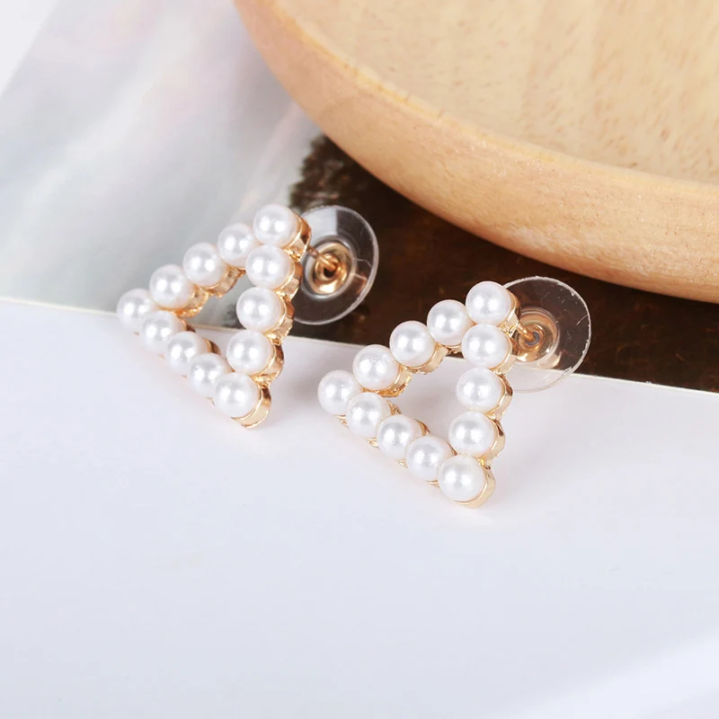 Модные жемчужные серьги для женщин, позолоченные серьги с геометрическим орнаментом, длинные висячие серьги, женские свисающие серьги, летнее ювелирное изделие, подарок - Окраска металла: stud earrings