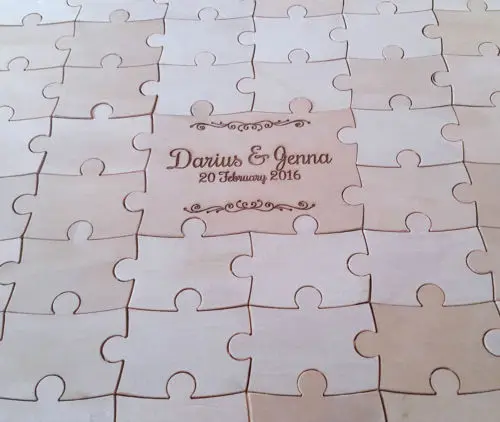 personalized wooden rustic puzzle wedding guest books Alternative signature guestbooks with sign board party photo props