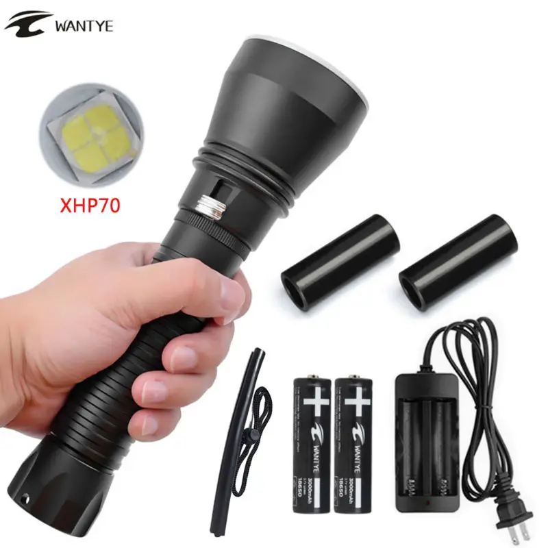 

6000Lm Diving Flashlight XHP70 LED Dive Torch Underwater lamp Flash light 100M Waterproof Lamps Lanterna 18650 or 26650 battery