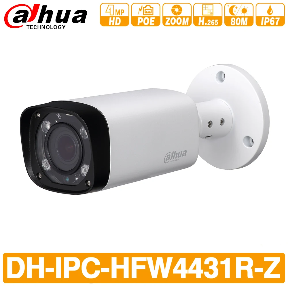 

DH IPC-HFW4431R-Z 4MP Night Camera 80m IR 2.7~12mm VF lens Zoom Auto Focus Bullet H.265 IP Camera CCTV Security POE Dahua