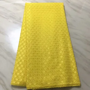 

Yellow Swiss Voile Lace In Switzerland High Quality Embroidery African Dry Cotton Lace Fabric For Nigeria Man Lace Fabric