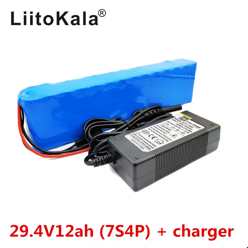 LiitoKala 7S4P 24V 12ah литиевая батарея батарейный источник питания для велосипед с электромотором ebike скутер инвалидная коляска Кроппер с BMS