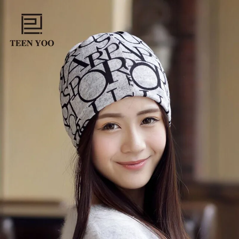 

Women's Ponyta Beanie Hat Spring Summer Casual Cotton Blends Letters Beanies For Women Bonnet Female Skullies Used As Scarf