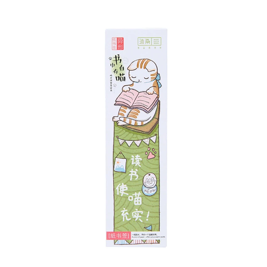 30 шт./кор. Kawaii для чтения рисунок с котом Бумага Закладка сообщения карты