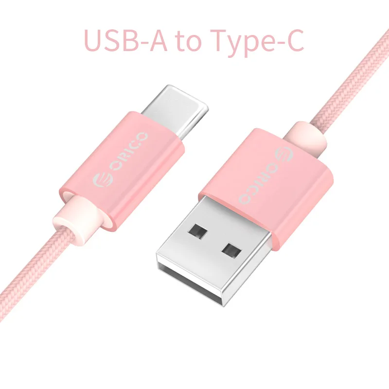 ORICO USB кабель нейлоновый USB-A к Micro USB кабель для Xiaomi huawei SamSung Meizu Letv USB Дата синхронизации зарядный кабель 1 метр - Цвет: Type C Pink HTF