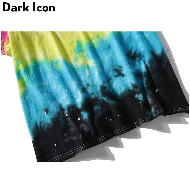 DARK ICON Colortone Tie Dye Crew Neck Hipster Men's T-shirt Short Sleeve 2019 Summer Casual Tshirt Men Tee Shirts Man Clothing