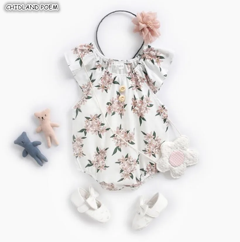 

Baby Girl Romper Summer Newborn Baby Clothes For Girls Jumpsuit Floral Cotton Baby Sunsuit Sleeveless Infant Baby Playsuit Girls