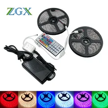SMD RGB LED Strip 5050 5M 10M 300led Decor light lamp ribbon tape 44Key controller DC12V adapter set kit Indoor party Christmas