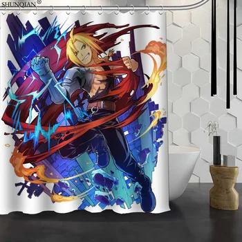 

New Fullmetal Alchemist Custom Shower Curtain Waterproof Fabric Bath Curtain Polyester Fabric Bathroom Curtain 18-4.11