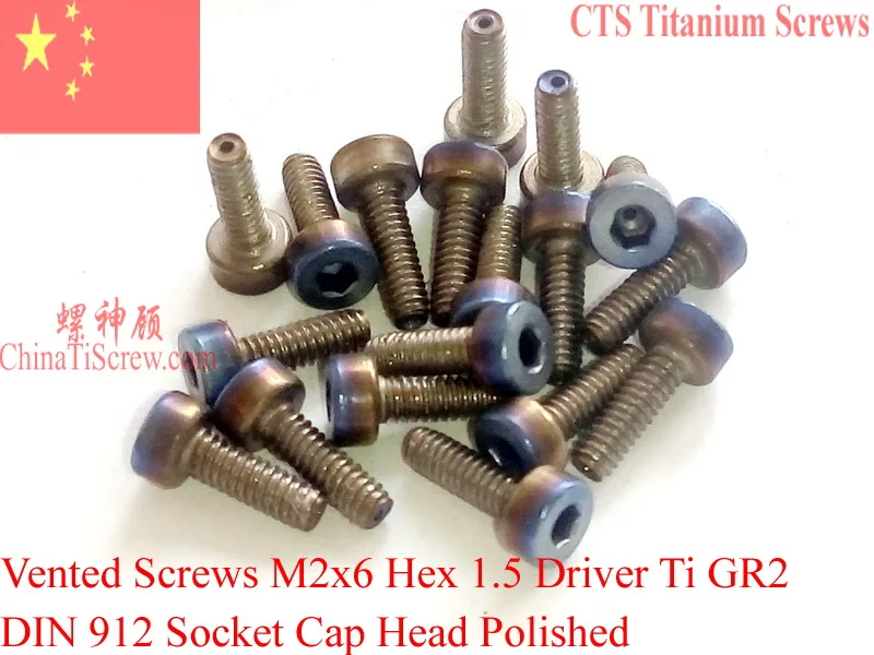 

Titanium Vented screw M2x6 DIN 912 Ti GR2 10 pcs/lot