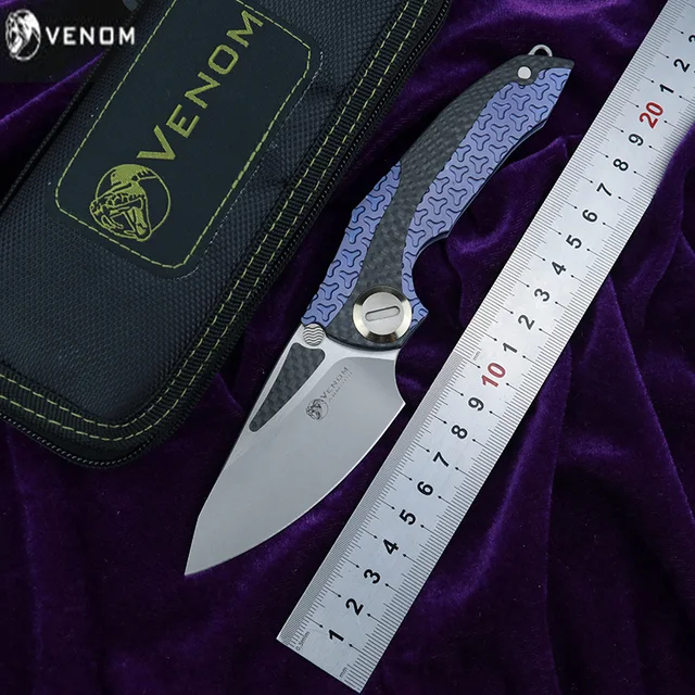 $86.33 Folding Knife M390-Blade VENOM Titanium Camping Survival Flipper Edc-Tool Outdoor KEVIN