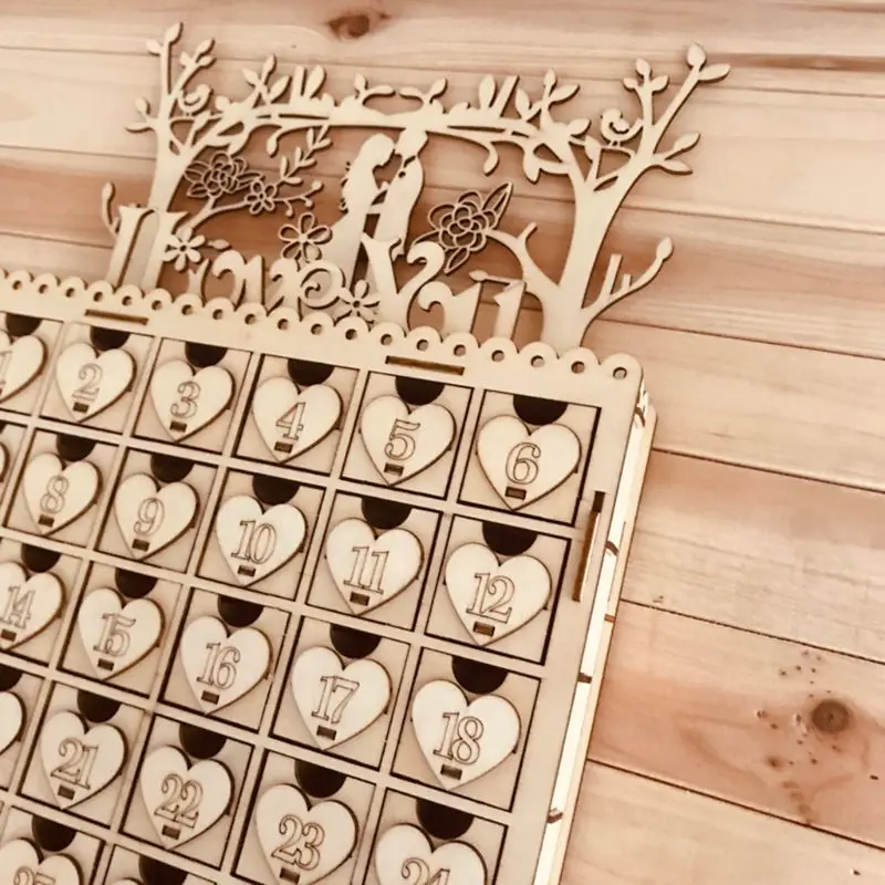 Деревянный шкаф для шоколада DIY ящик I Love You светодиодные часы обратного отсчета Свадебные принадлежности украшения орнамент подарок 449E