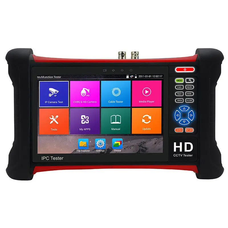  7 Inch H.265 4K IP CCTV Tester Monitor IP CVBS Camera Tester ONVIF WIFI HDMI Input POE 48V 12V Outp