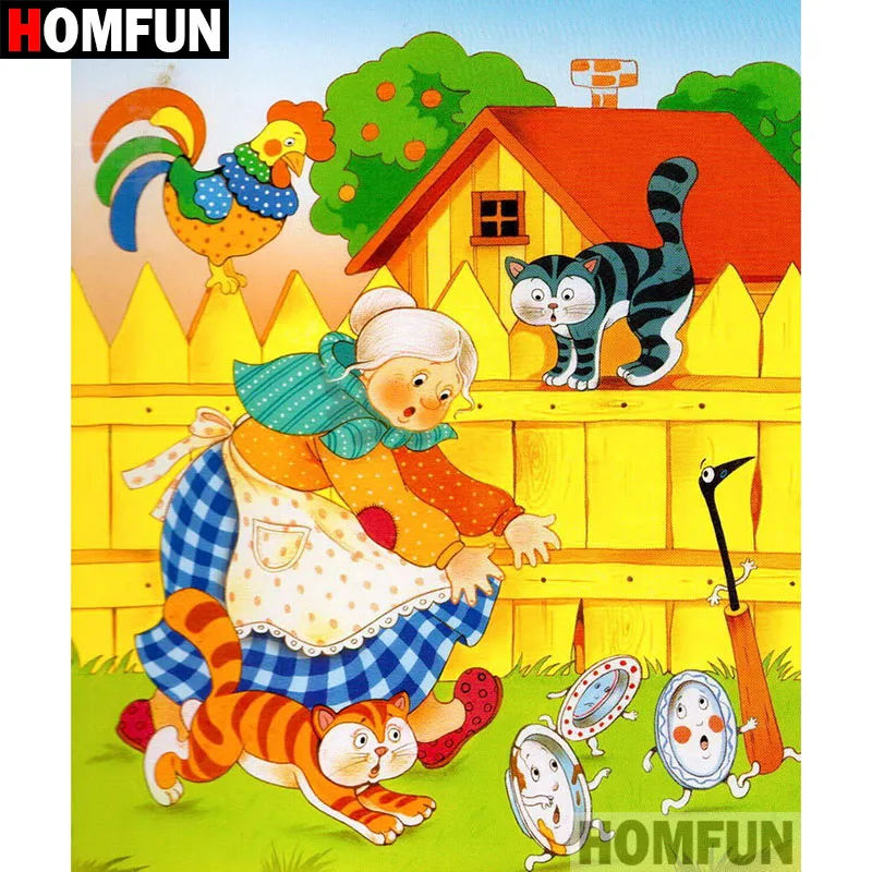 

HOMFUN 5D DIY Diamond Painting Full Square/Round Drill "Cartoon grandma" Embroidery Cross Stitch gift Home Decor Gift A09200