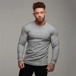 Осень 2018 г. Модные для мужчин's свитеры для женщин с круглым вырезом Slim Fit Knittwear мужчин s длинным рукавом Пуловеры рубашки мужчин Фитнес