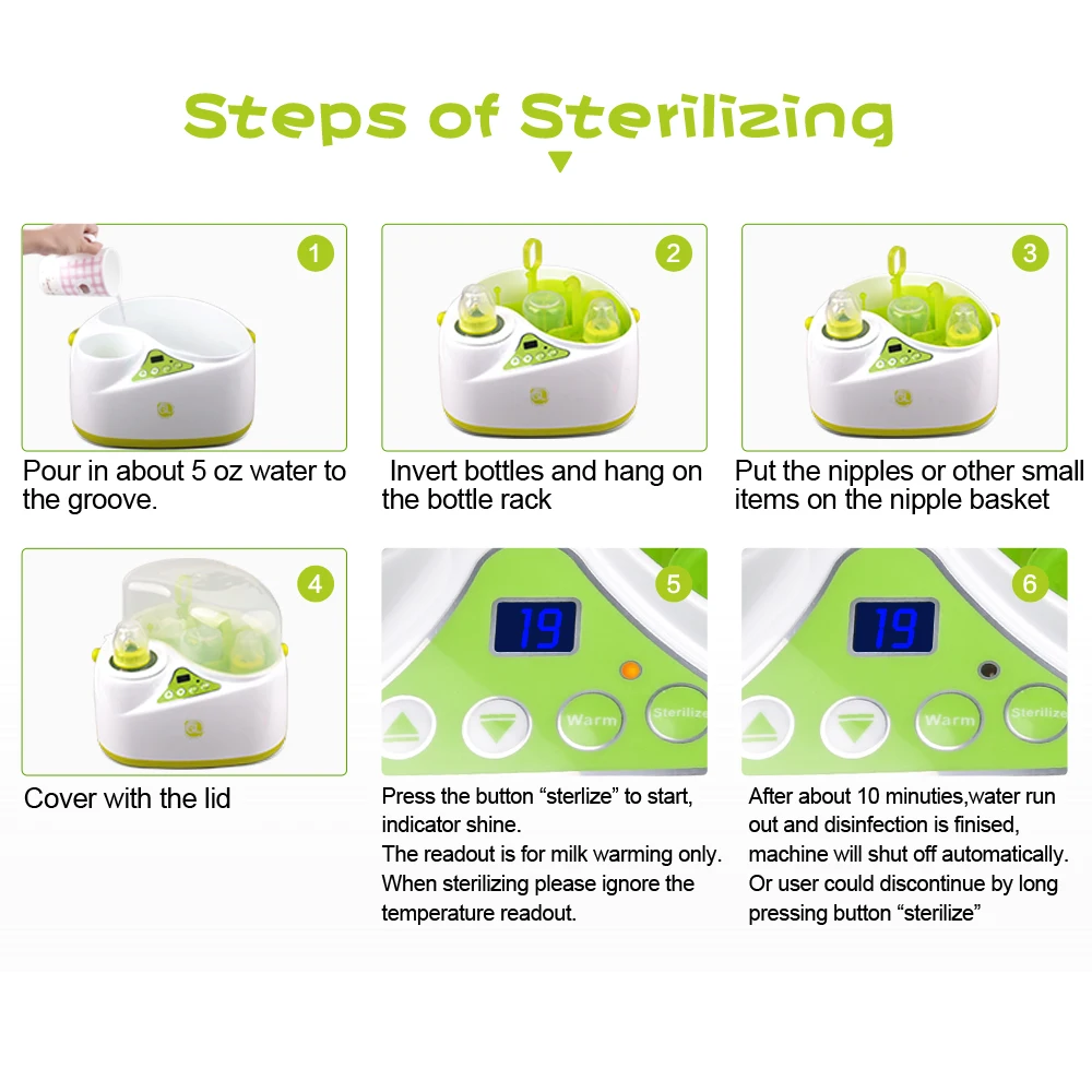 GL Baby Milk Warmer Bottle Sterilizer 2 in 1 Mufti-Function Electronic Smart Food Steam Heating Milk Heat Disinfection For Baby