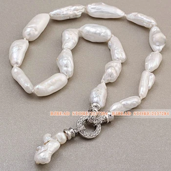 

Fashion Natural White Irregular Blister Pearl Knotted Pendant Charm Necklace (Pendant Can Be Removed)