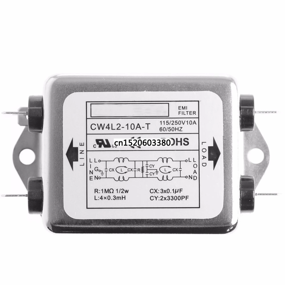 

Free_on CW4L2-10A-T Power EMI Filter Monophasic Enhanced AC 220V 50/60 HZ New
