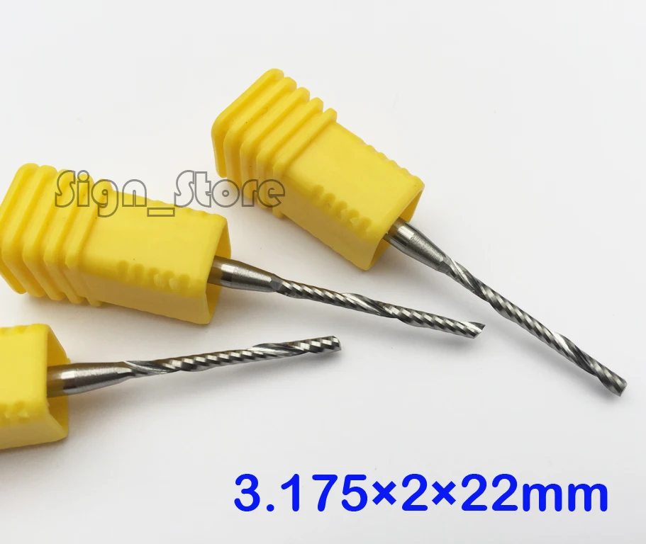 

3 pcs HQ Carbide endmill single flute spiral CNC router bits 1/8'' 3.175mm x2x22mm
