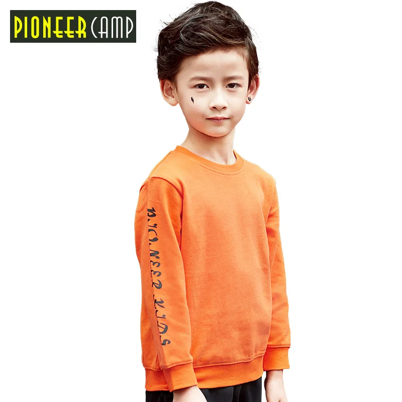 

Pioneer Camp Kids 2017 New Arrival Spring Boys T Shirt Children Long Sleeve Round Neck T Shirt Fashion Printed Kids Sweatershirt