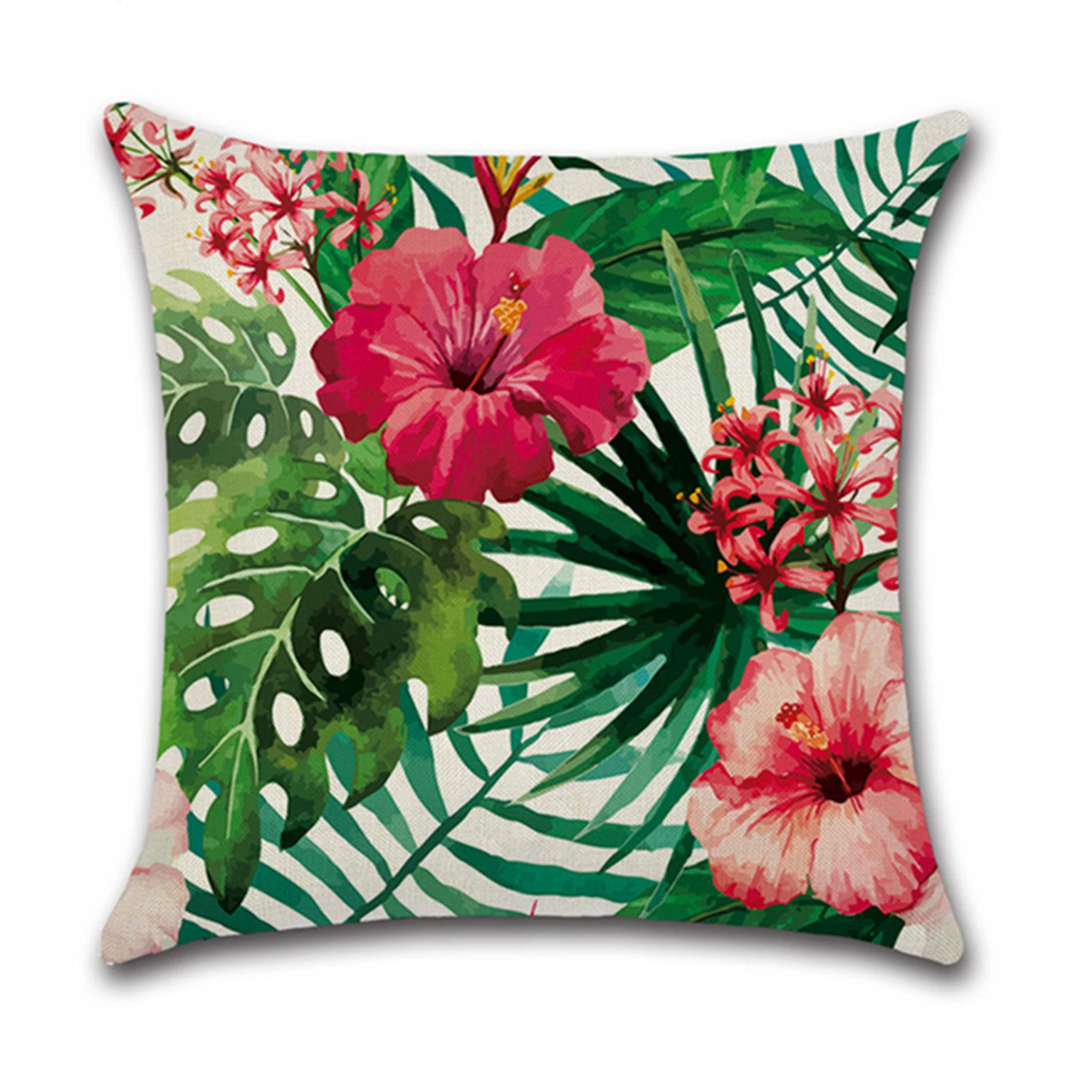 4 قطع الكتان نبات استوائي نمط رمي سادة القضية غطاء وسادة ل فندق المنزل مكتب أريكة الفراش رمي المخدة مجموعة