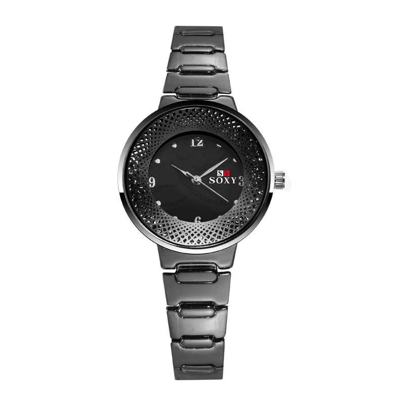 Женские наручные часы, женские элегантные часы, кварцевые часы, женские часы, роскошные часы с кристаллами, дизайн, bayan kol saati - Цвет: Черный
