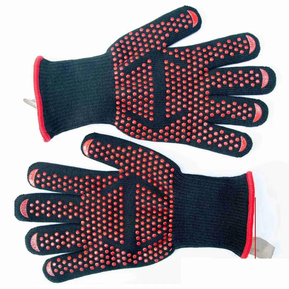 1 шт. перчатки для барбекю 300-500 градусов Цельсия экстремальные термостойкие силиконовые кухонные перчатки для микроволновой печи перчатки для приготовления пищи - Цвет: Red Arrow