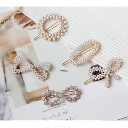 Women Fashion Pearl Metal Hair Clips Stick Hair Accessories Girls Pearl Hairpins Lady Sweet Geometric Barrette Women Fashion Pearl Metal Hair Clips Stick Hair Accessories Girls Pearl Hairpins Lady Sweet Geometric Barrette
